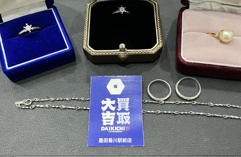 ダイヤリング　パールリング　色石リング